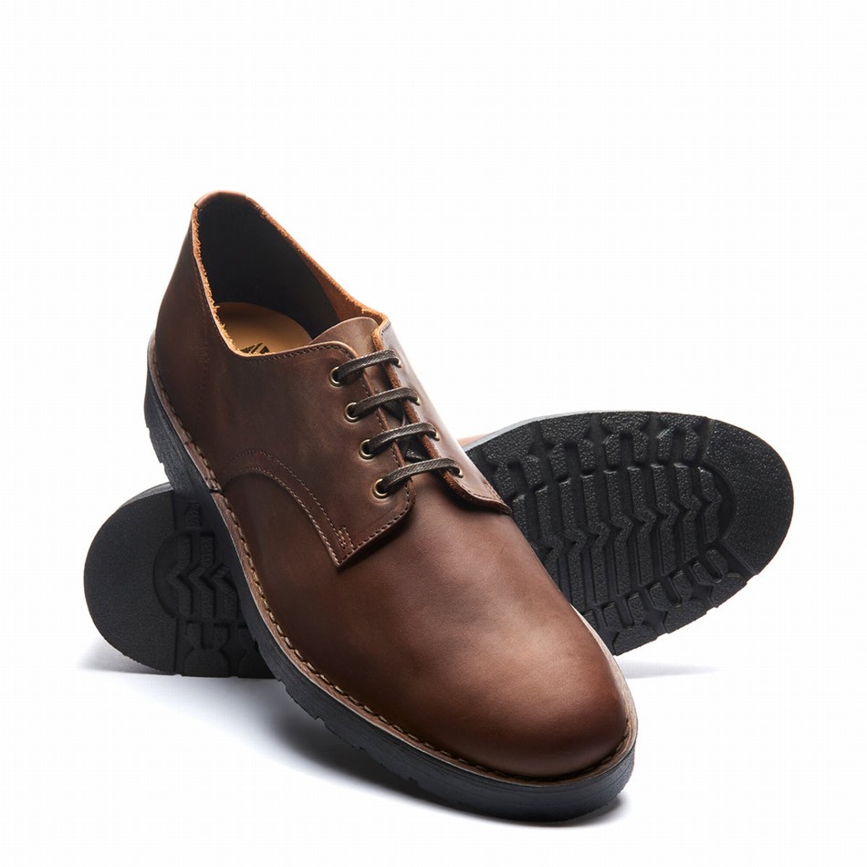 Men Solovair Gaucho Crazy Horse 4 Eye Gibson Shoes Brown | 390-015-060
