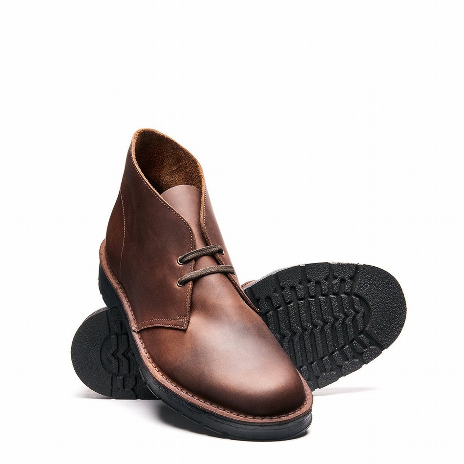 Men Solovair Gaucho Crazy Horse Chukka Boots Brown | 103-339-060