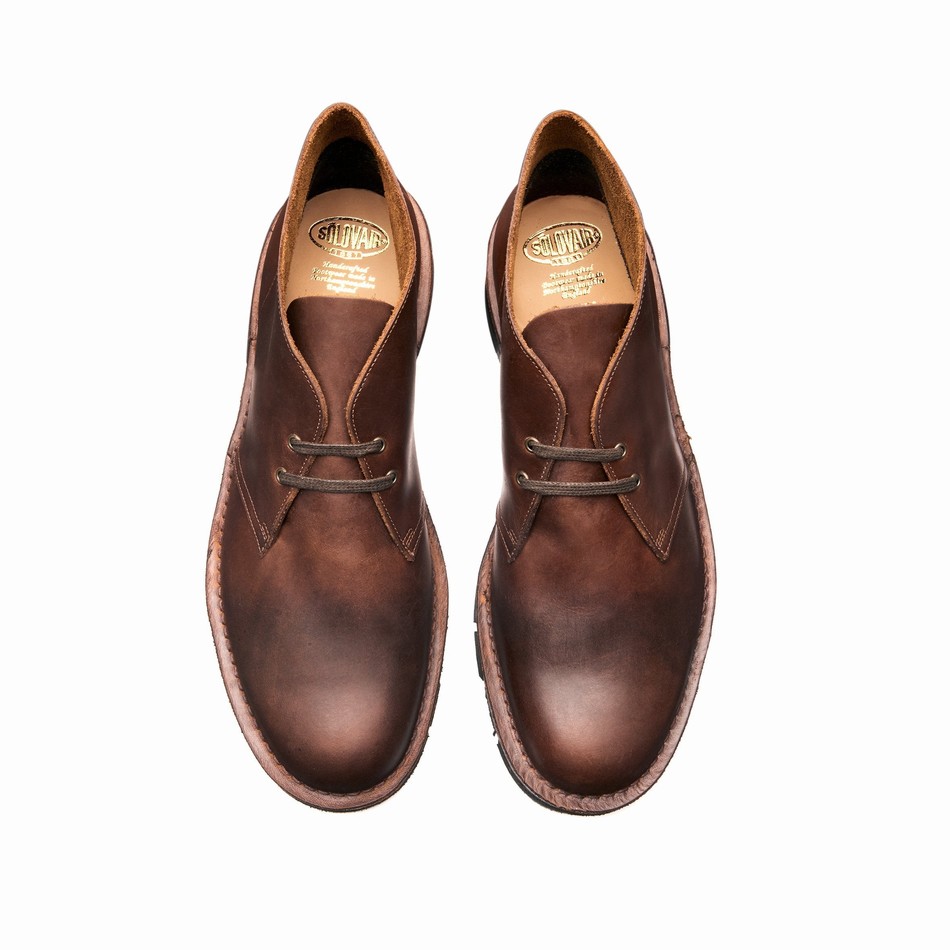 Men Solovair Gaucho Crazy Horse Chukka Boots Brown | 103-339-060