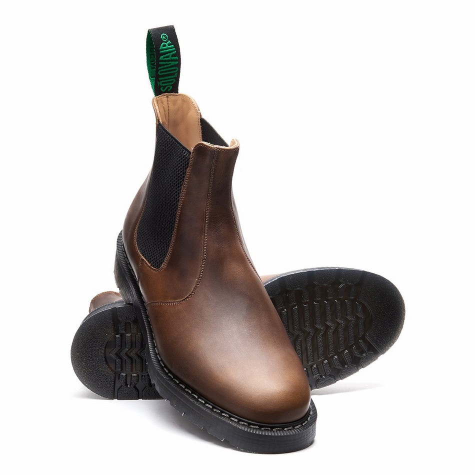 Men Solovair Gaucho Crazy Horse Dealer Boots Brown | S0-900-CH-G-030
