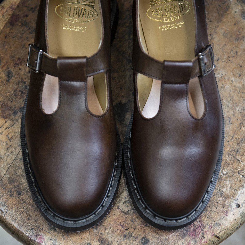 Men Solovair Gaucho Crazy Horse Mary Jane Shoes Brown | S0-393-CH-G-030