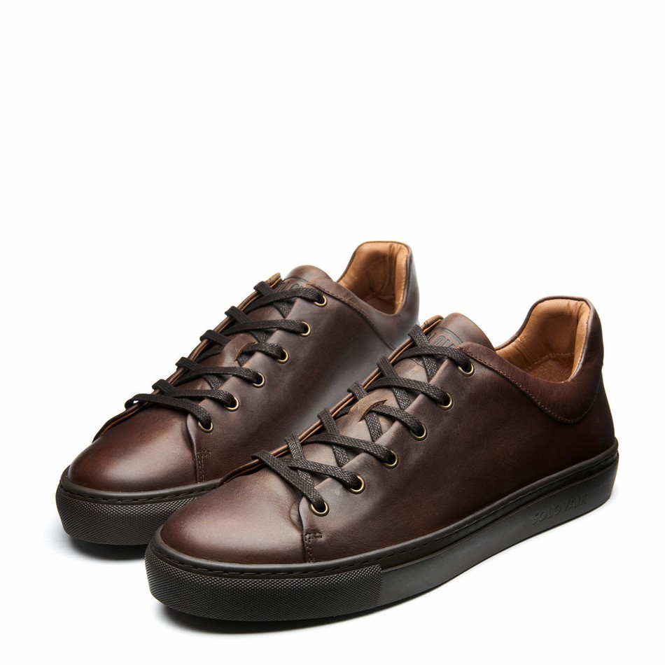 Men Solovair Gaucho Crazy Horse Sneakers Brown | S6-SNE-CH-BNS-030