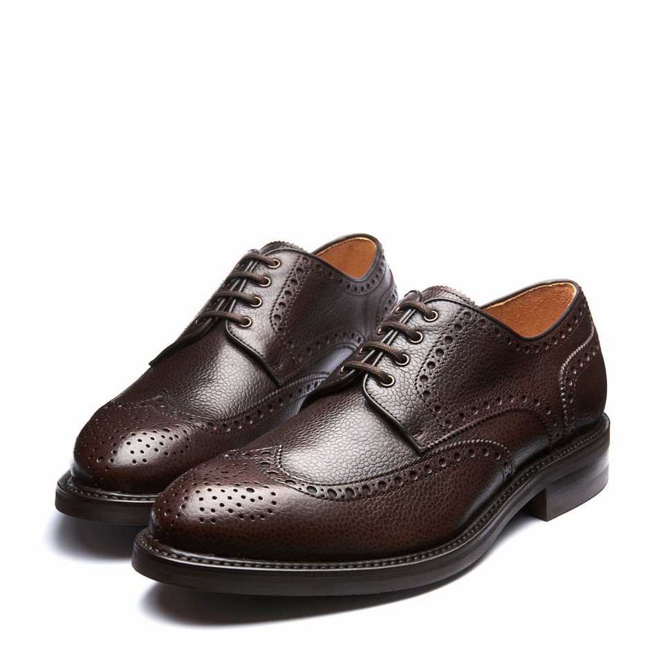 Men Solovair Grain-Calf 4 Eye Gibson Brogue Shoes Brown | 055-BRN-CC-060