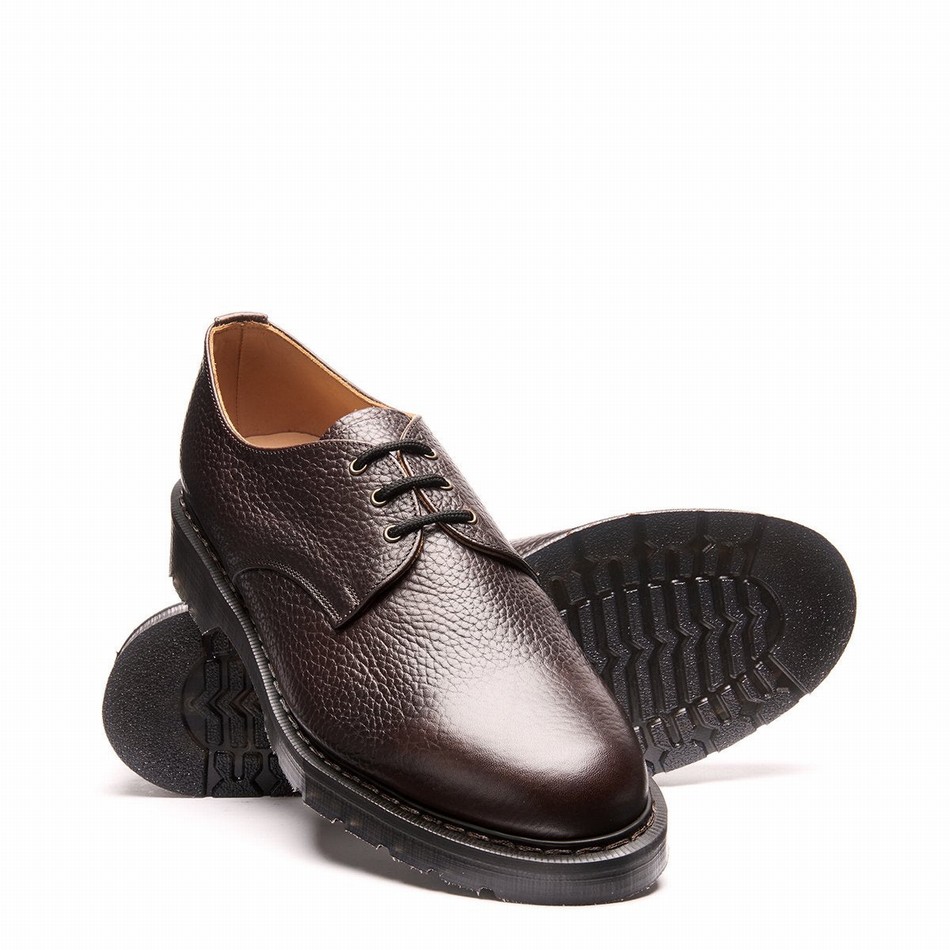 Men Solovair Grain 3 Eye Gibson Shoes Brown | S3-995-DKB-SOFTG-G-030