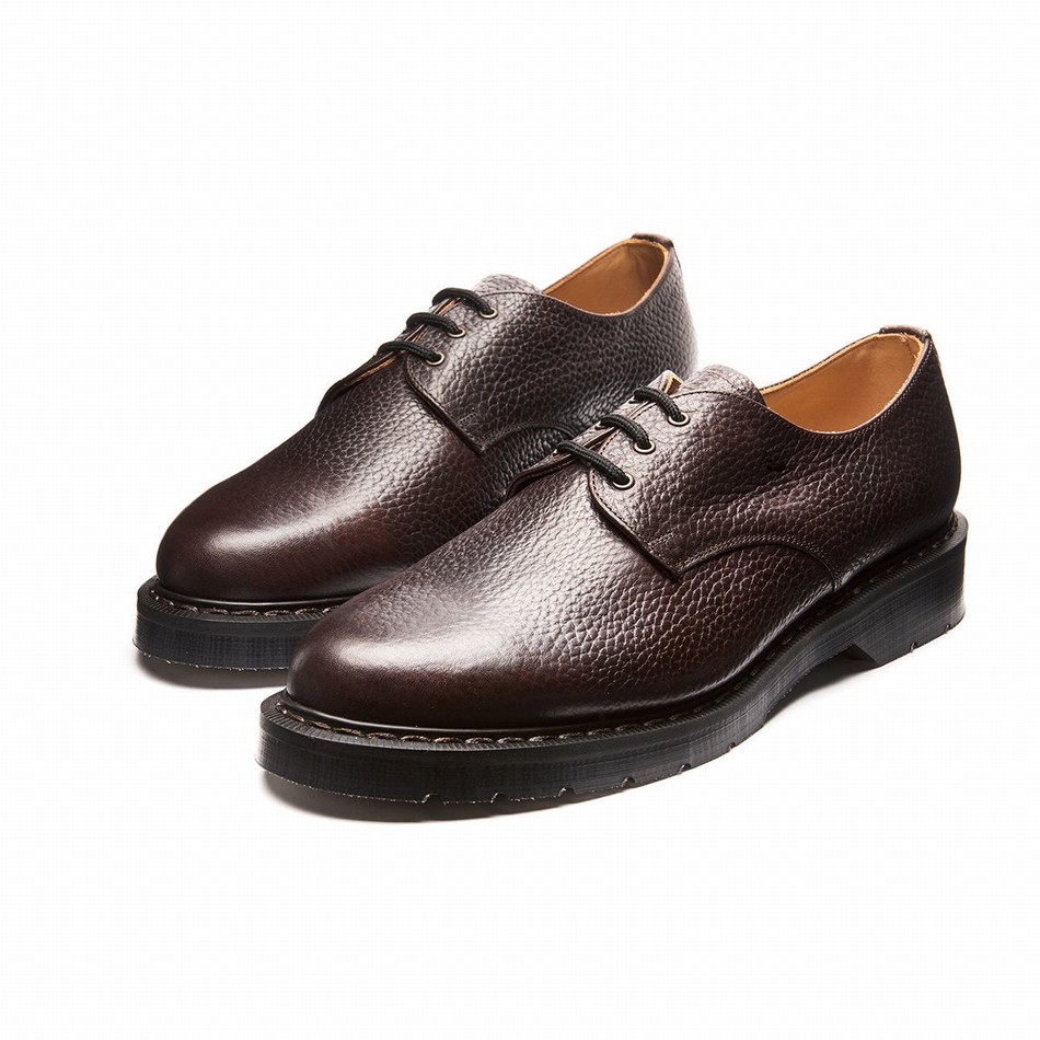 Men Solovair Grain 3 Eye Gibson Shoes Brown | S3-995-DKB-SOFTG-G-030