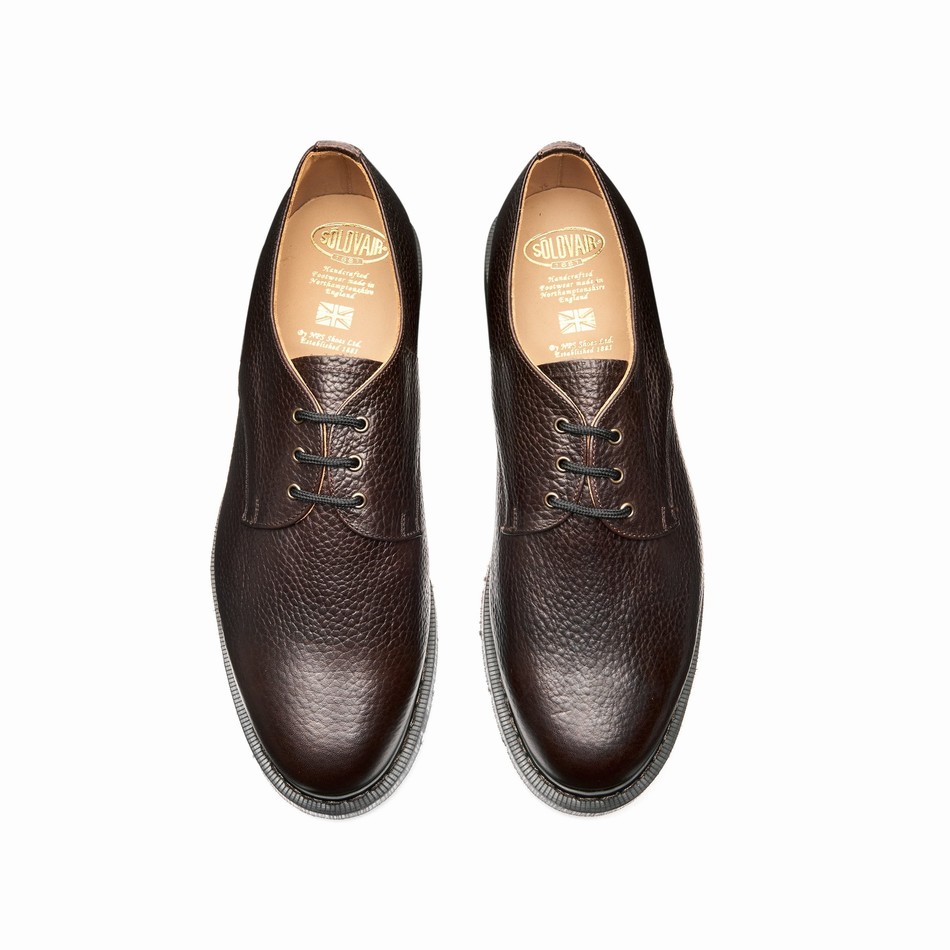 Men Solovair Grain 3 Eye Gibson Shoes Brown | S3-995-DKB-SOFTG-G-030