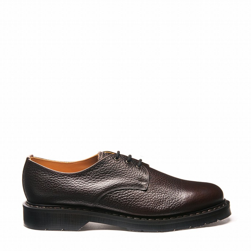 Men Solovair Grain 3 Eye Gibson Shoes Brown | S3-995-DKB-SOFTG-G-030