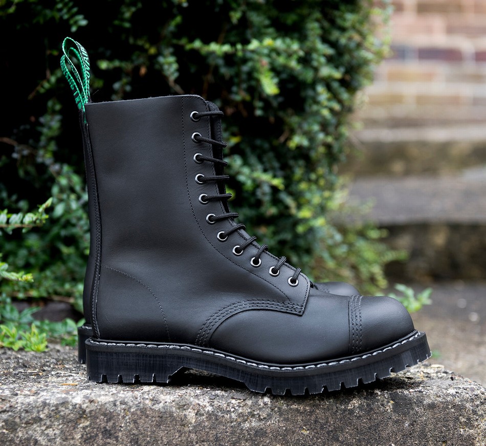 Men Solovair Greasy 11 Eye Steel Toe Derby Boots Black | SC11-1980-BG-G-060