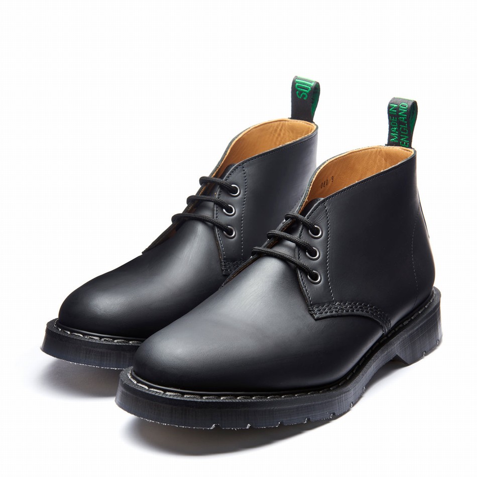 Men Solovair Greasy 3 Eye Chukka Boots Black | S3-080-BG-G-030