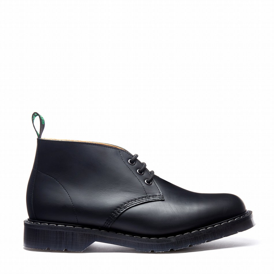 Men Solovair Greasy 3 Eye Chukka Boots Black | S3-080-BG-G-030