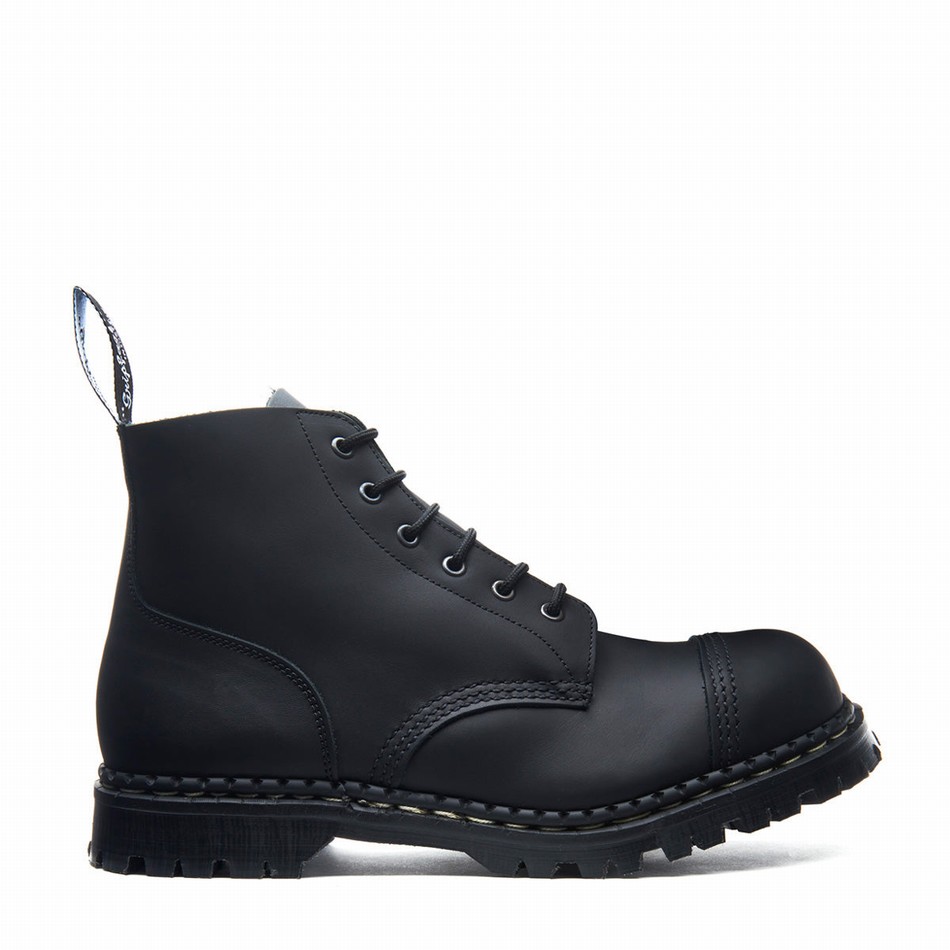 Men Solovair Greasy 6 Eye Steel Toe Capped Derby Boots Black | GF6-1710-BG-030