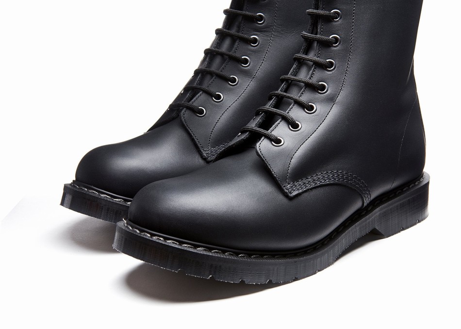 Men Solovair Greasy 8 Eye Derby Boots Black | S8-551-BG-G-030