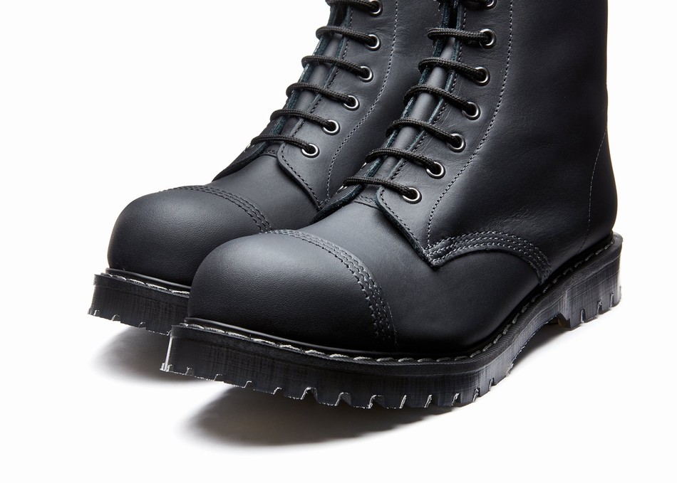 Men Solovair Greasy 8 Eye Steel Toe Derby Boots Black | SC8-1550-BG-G-060