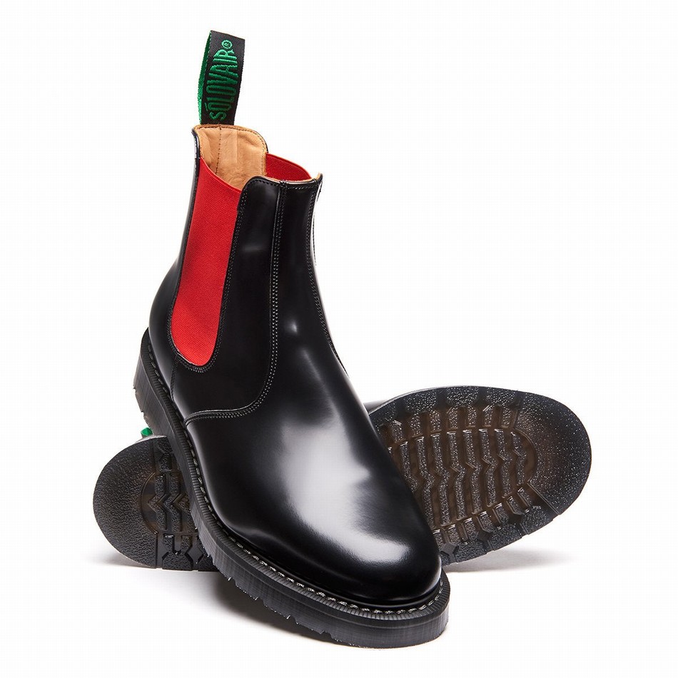 Men Solovair Greasy Dealer Boots Black | S0-900-BK-RD-G-030