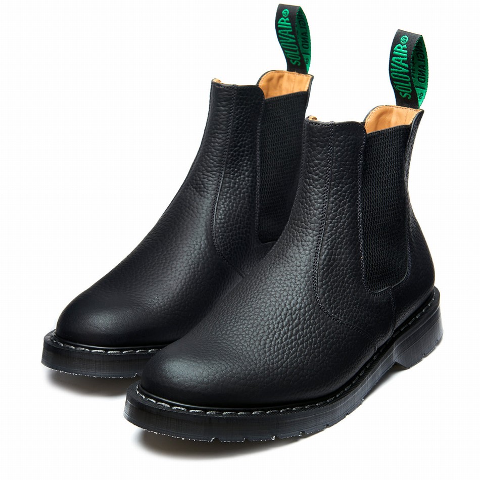 Men Solovair Greasy Grain Dealer Boots Black | S0-900-BG-SoftG-G-030