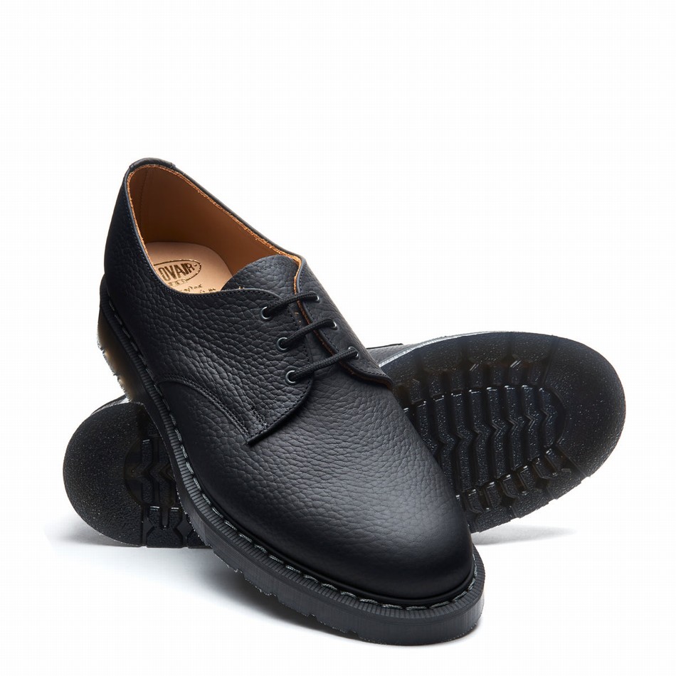 Men Solovair Greasy Grain Gibson Shoes Black | S3-995-BG-SoftG-G-030