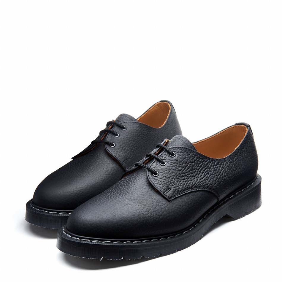 Men Solovair Greasy Grain Gibson Shoes Black | S3-995-BG-SoftG-G-030