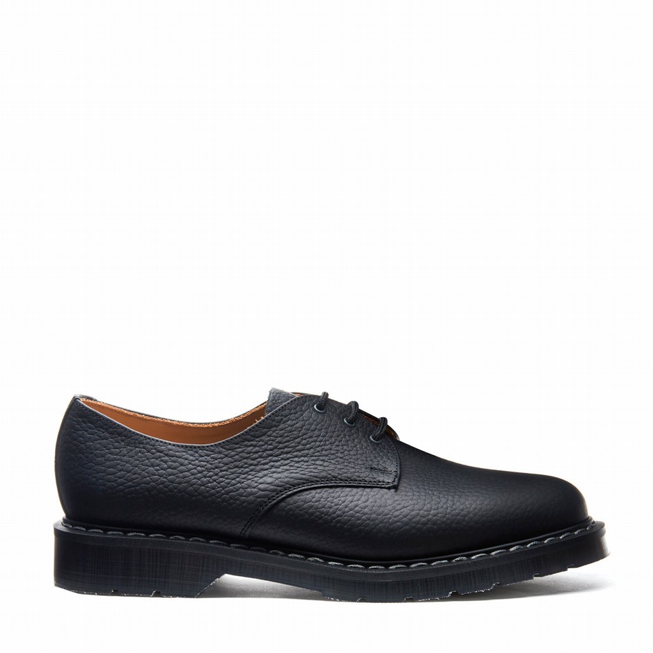 Men Solovair Greasy Grain Gibson Shoes Black | S3-995-BG-SoftG-G-030