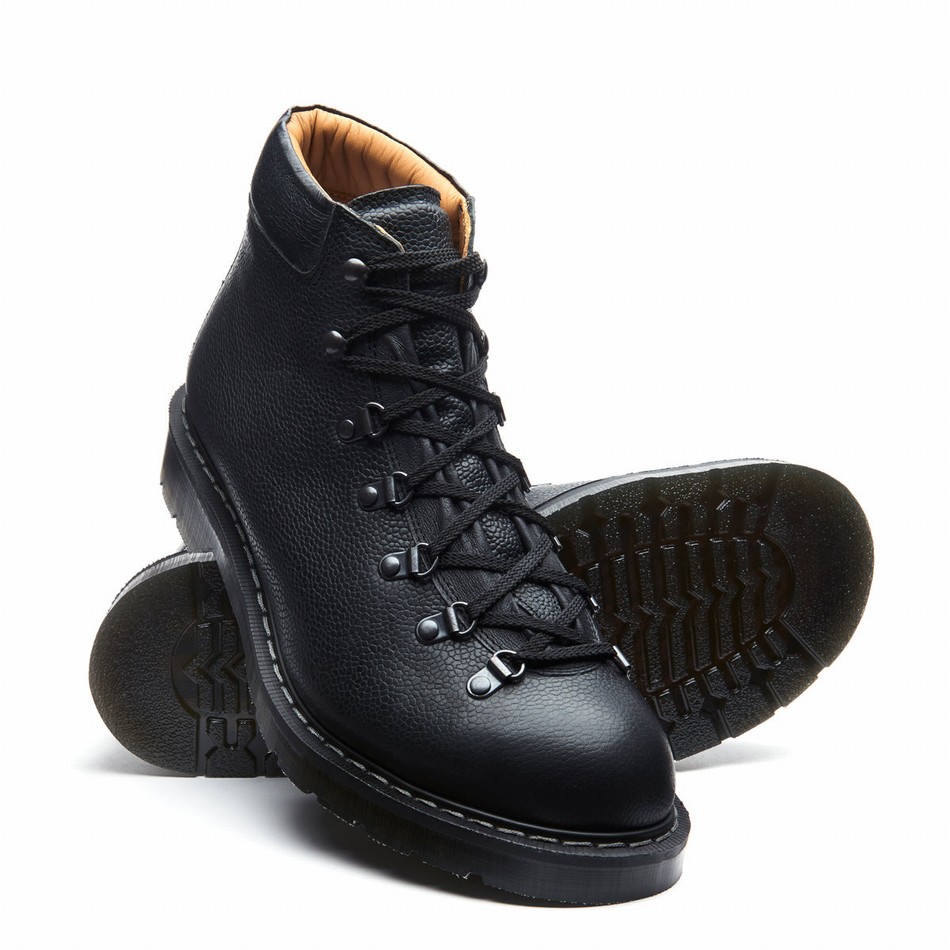 Men Solovair Greasy Grain Urban Hiking Boots Black | 455-036-040