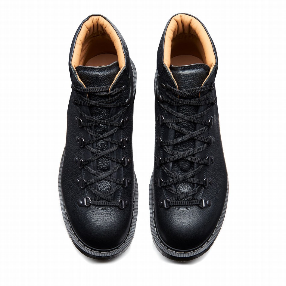 Men Solovair Greasy Grain Urban Hiking Boots Black | 455-036-040