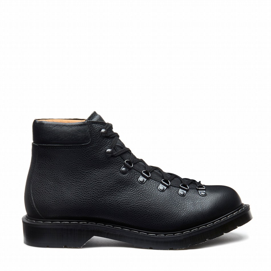Men Solovair Greasy Grain Urban Hiking Boots Black | 455-036-040