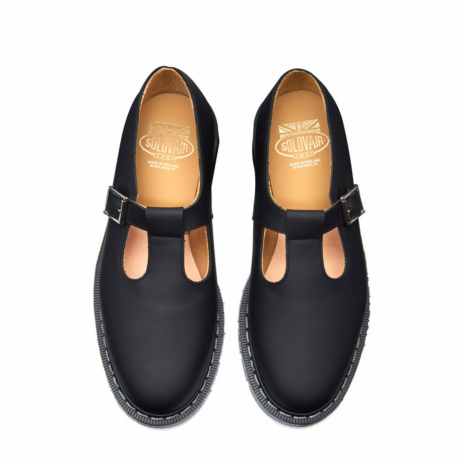 Men Solovair Greasy Mary Jane Shoes Black | S0-393-BG-G-030