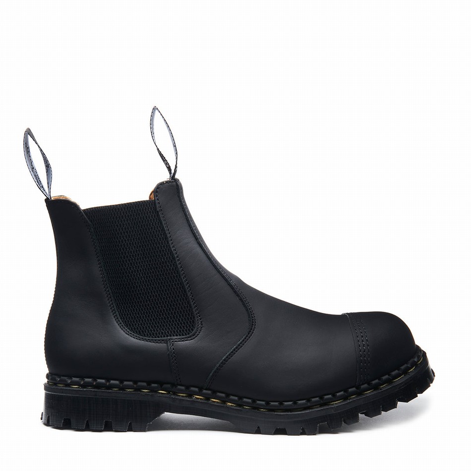 Men Solovair Greasy Steel Toe Capped Dealer Boots Black | GF0-1910-BG-040