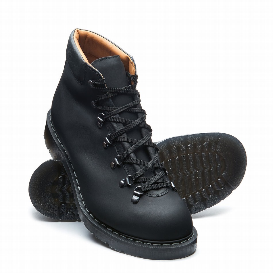 Men Solovair Greasy Urban Hiking Boots Black | 455-011-035