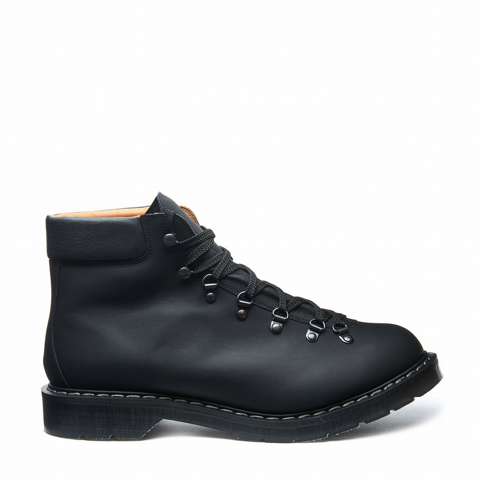 Men Solovair Greasy Urban Hiking Boots Black | 455-011-035
