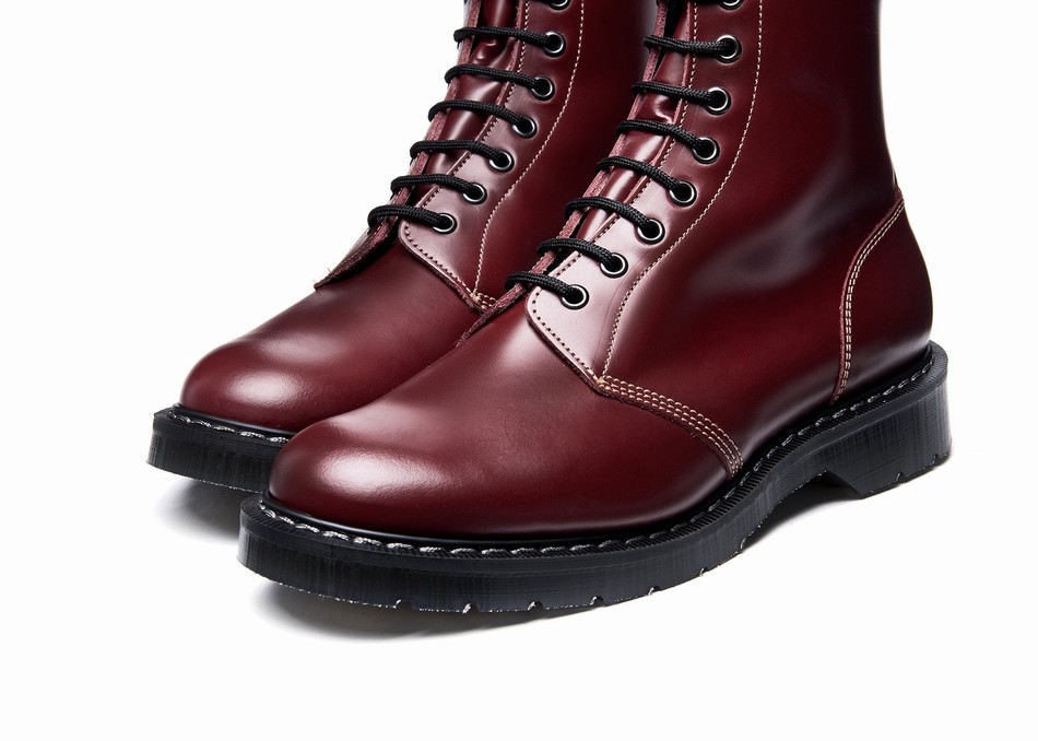 Men Solovair Hi-Shine 11 Eye Astronaut Boots Red | S11-969-OX-G-030