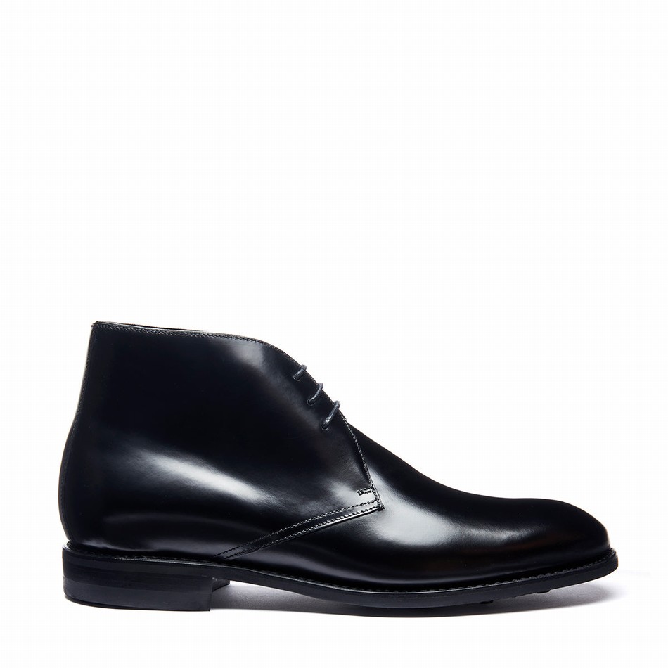 Men Solovair Hi-Shine 3 Eye Chukka Boots Black | 103-379-060