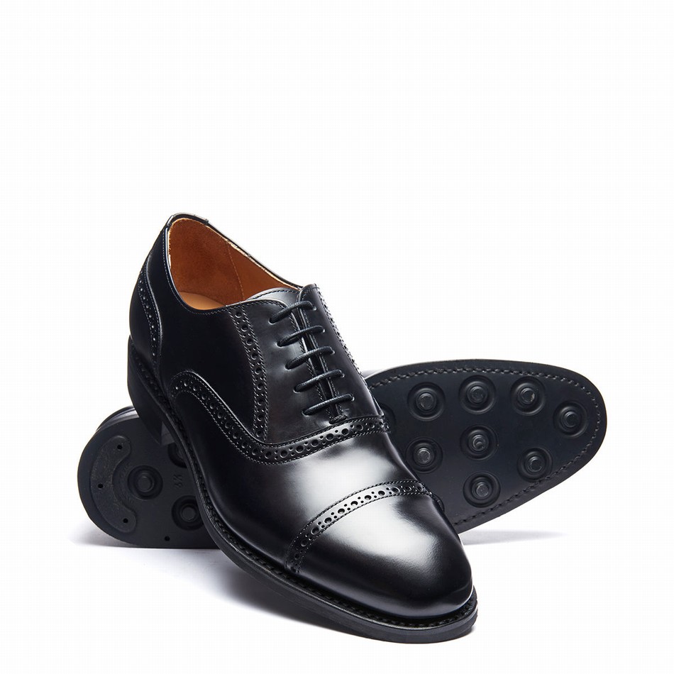 Men Solovair Hi-Shine 5 Eye Oxford Shoes Black | 097-016-060