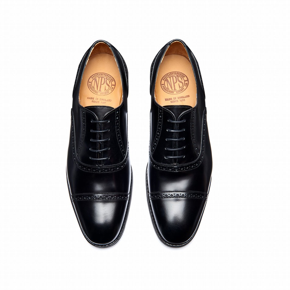Men Solovair Hi-Shine 5 Eye Oxford Shoes Black | 097-016-060