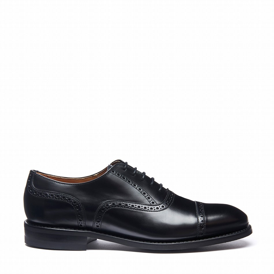 Men Solovair Hi-Shine 5 Eye Oxford Shoes Black | 097-016-060