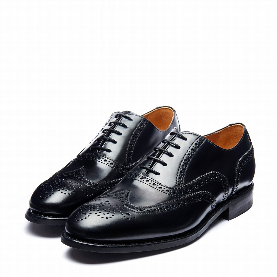 Men Solovair Hi-Shine 5 Eye Oxford Shoes Black | 091-305-060