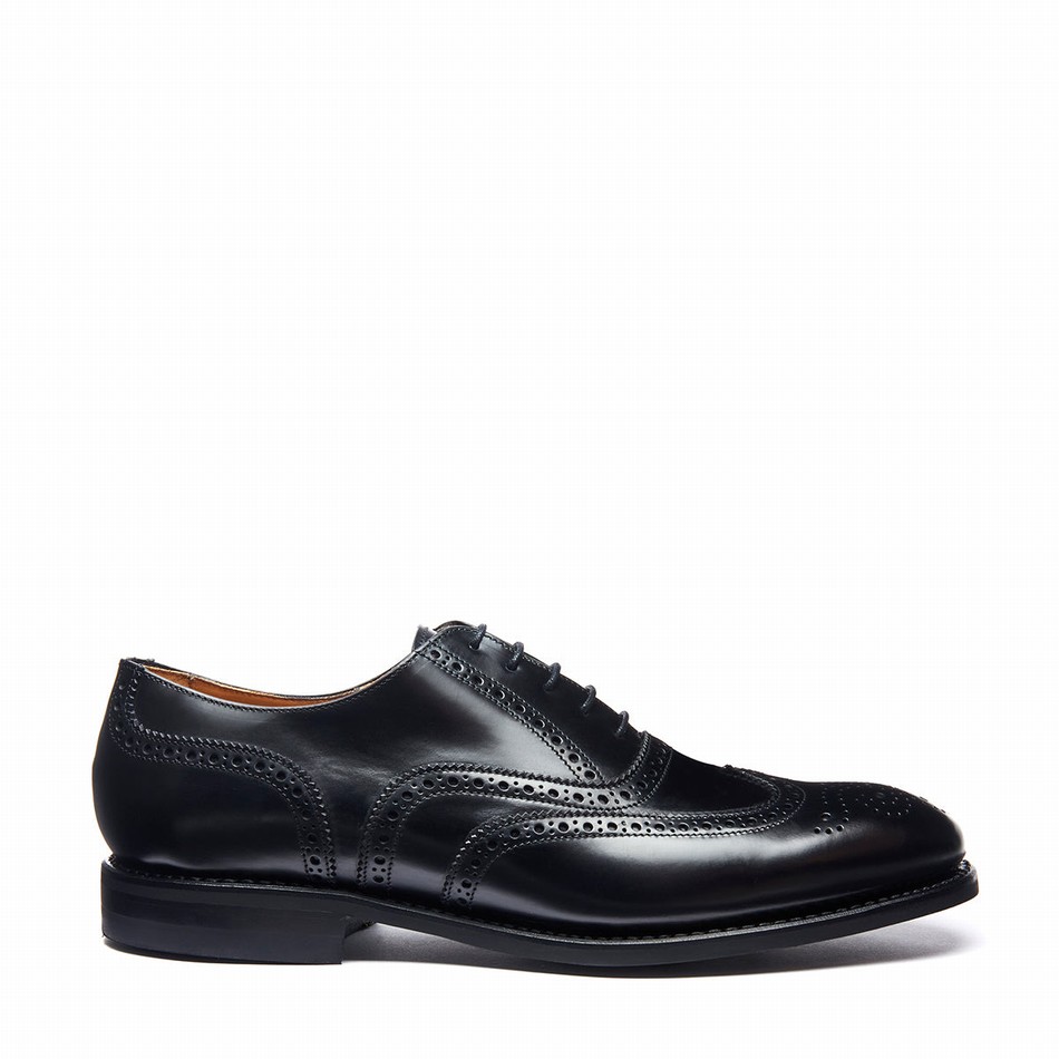 Men Solovair Hi-Shine 5 Eye Oxford Shoes Black | 091-305-060