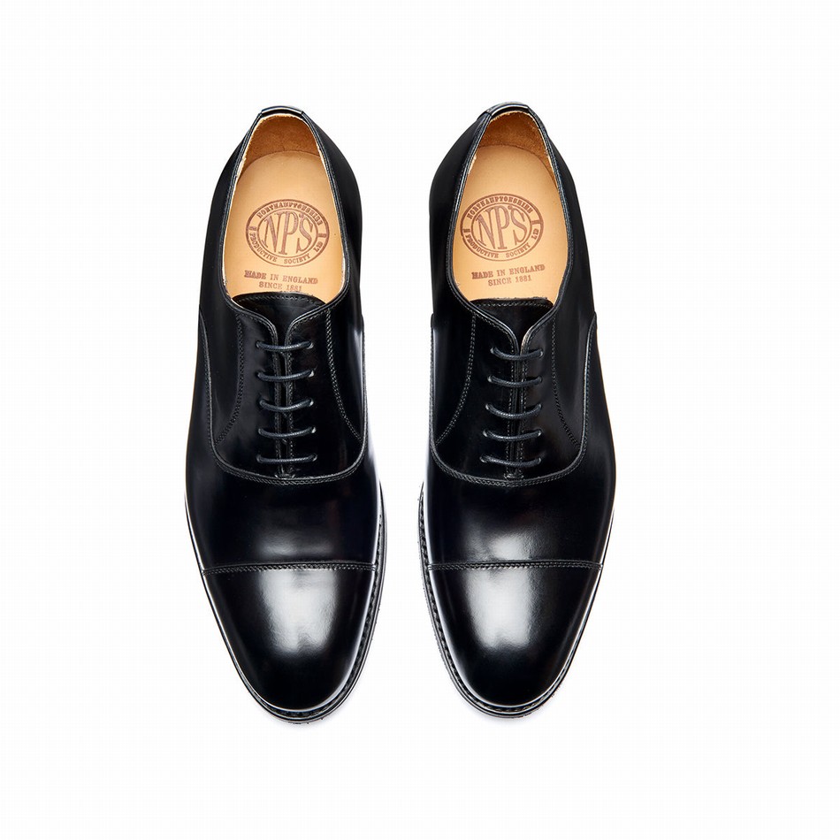 Men Solovair Hi-Shine 5 Eye Oxford Shoes Black | 099-197-060
