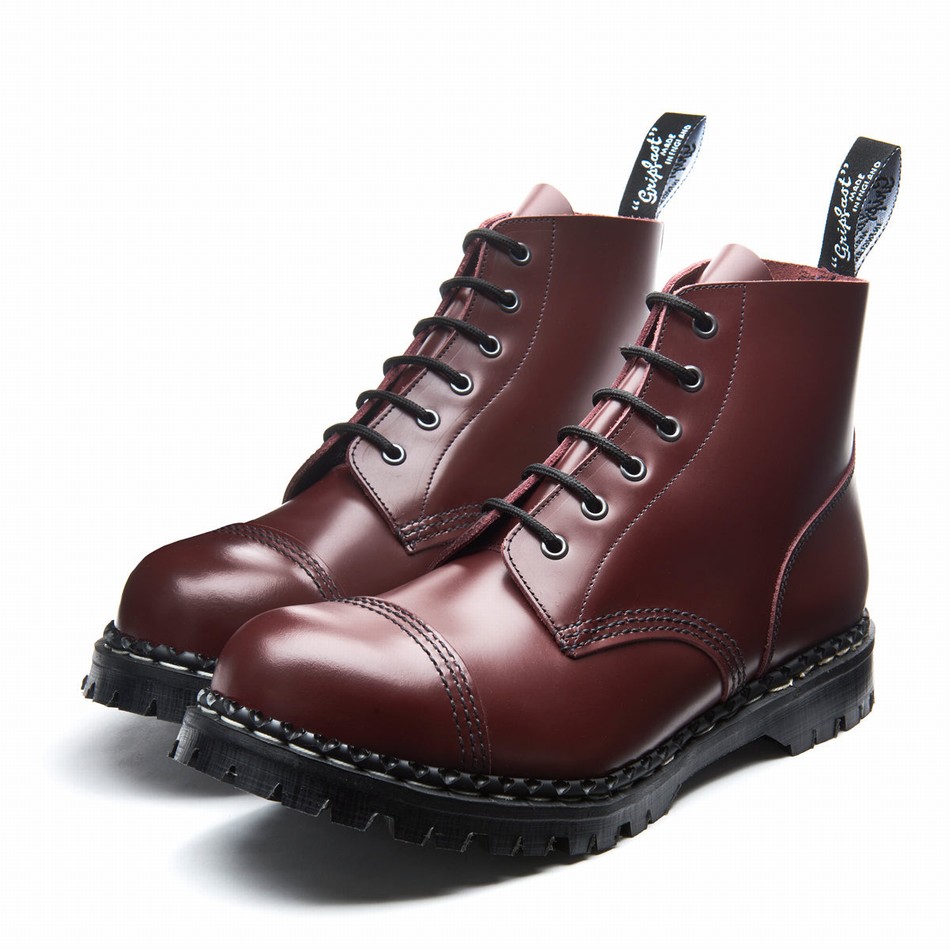 Men Solovair Hi-Shine 6 Eye Steel Toe Capped Derby Boots Red | GF6-1710-OX-030