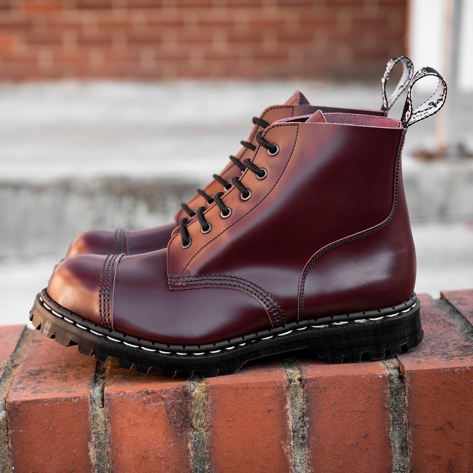 Men Solovair Hi-Shine 6 Eye Steel Toe Capped Derby Boots Red | GF6-1710-OX-030