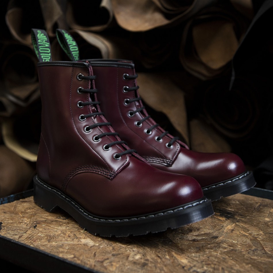 Men Solovair Hi-Shine 8 Eye Derby Boots Red | S8-551-OX-G-030