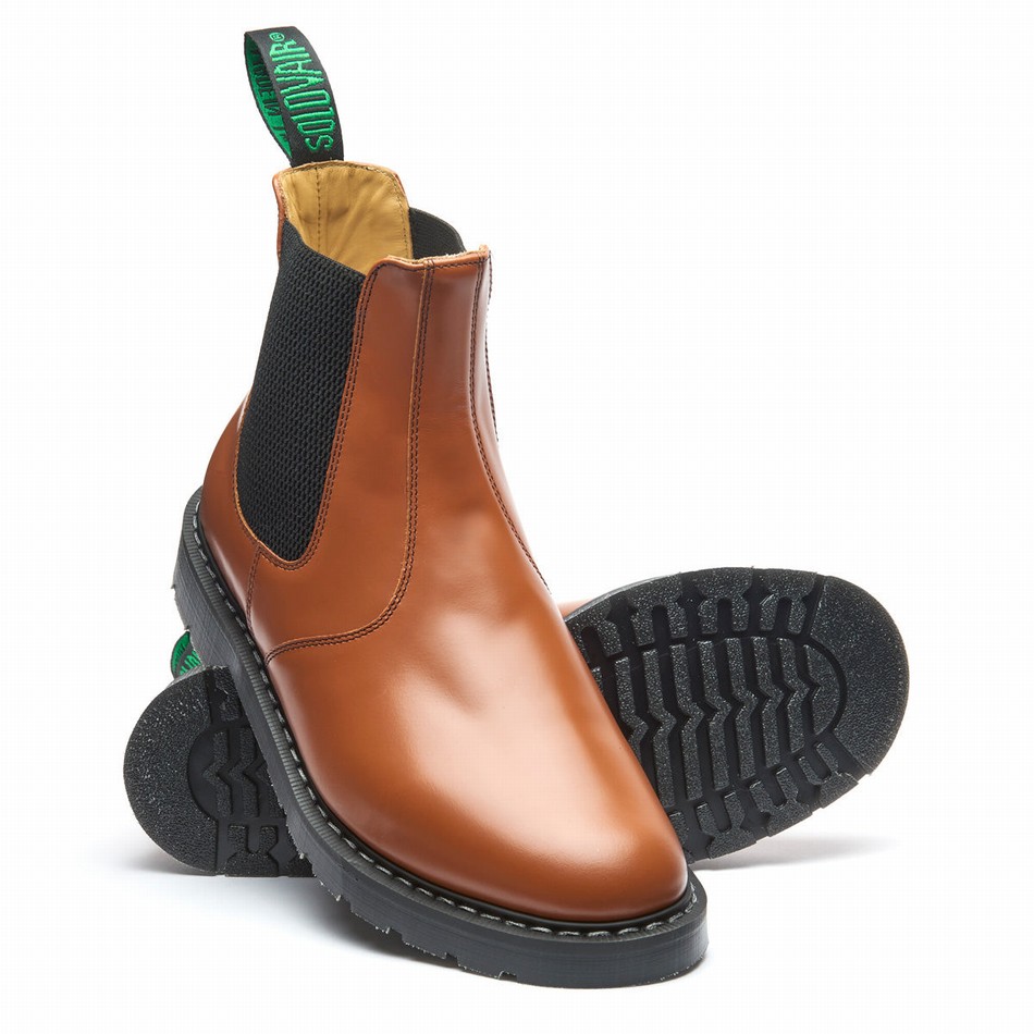 Men Solovair Hi-Shine Dealer Boot Dealer Boots Brown | S0-900-TAN-IVY-G-050