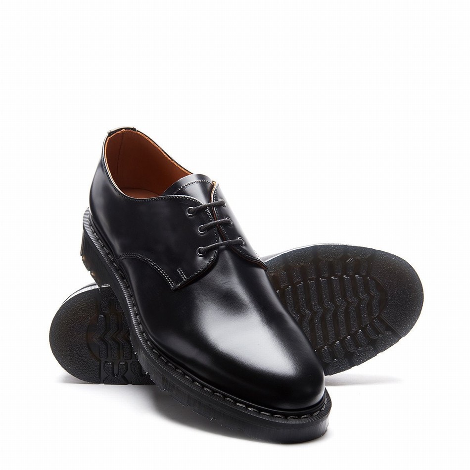 Men Solovair Hi-Shine Gibson Shoes Black | S3-995-BK-G-030