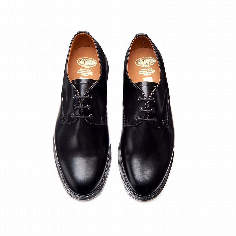 Men Solovair Hi-Shine Gibson Shoes Black | S3-995-BK-G-030