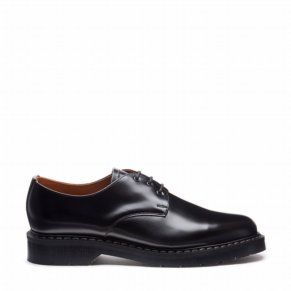 Men Solovair Hi-Shine Gibson Shoes Black | S3-995-BK-G-030