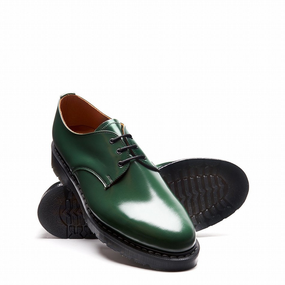 Men Solovair Hi-Shine Gibson Shoes Green | S3-995-GN-G-030