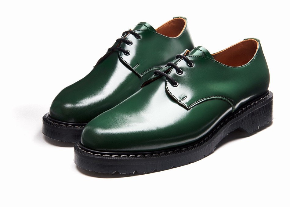 Men Solovair Hi-Shine Gibson Shoes Green | S3-995-GN-G-030
