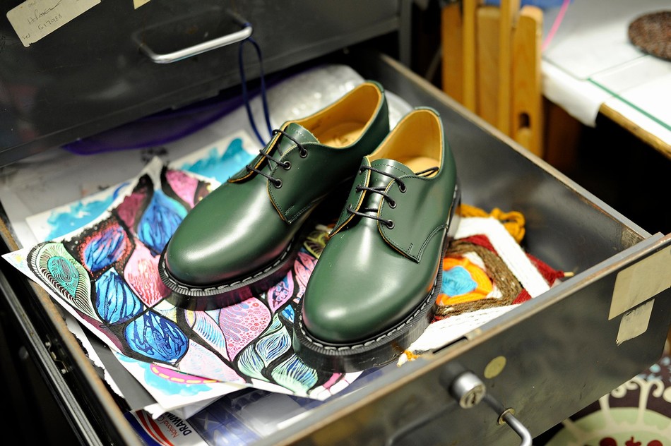 Men Solovair Hi-Shine Gibson Shoes Green | S3-995-GN-G-030