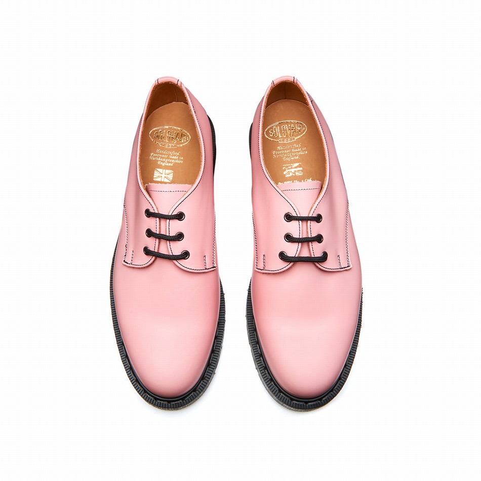 Men Solovair Hi-Shine Gibson Shoes Pink | S3-995-PK-BL-G-040