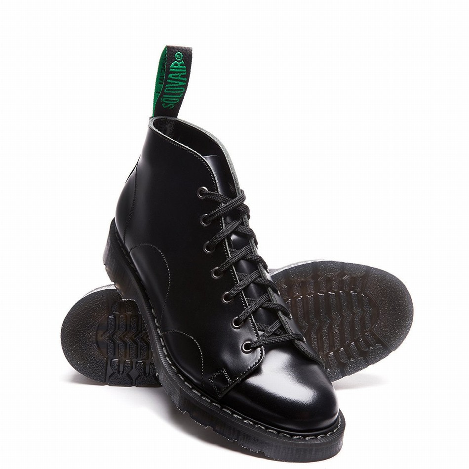 Men Solovair Hi-Shine Monkey Boots Black | S7-116-BK-G-030