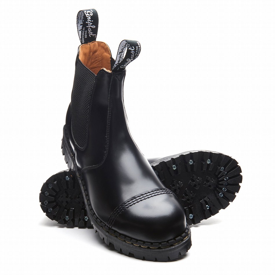 Men Solovair Hi-Shine Steel Toe Capped Dealer Boots Black | GF0-1910-BK-040